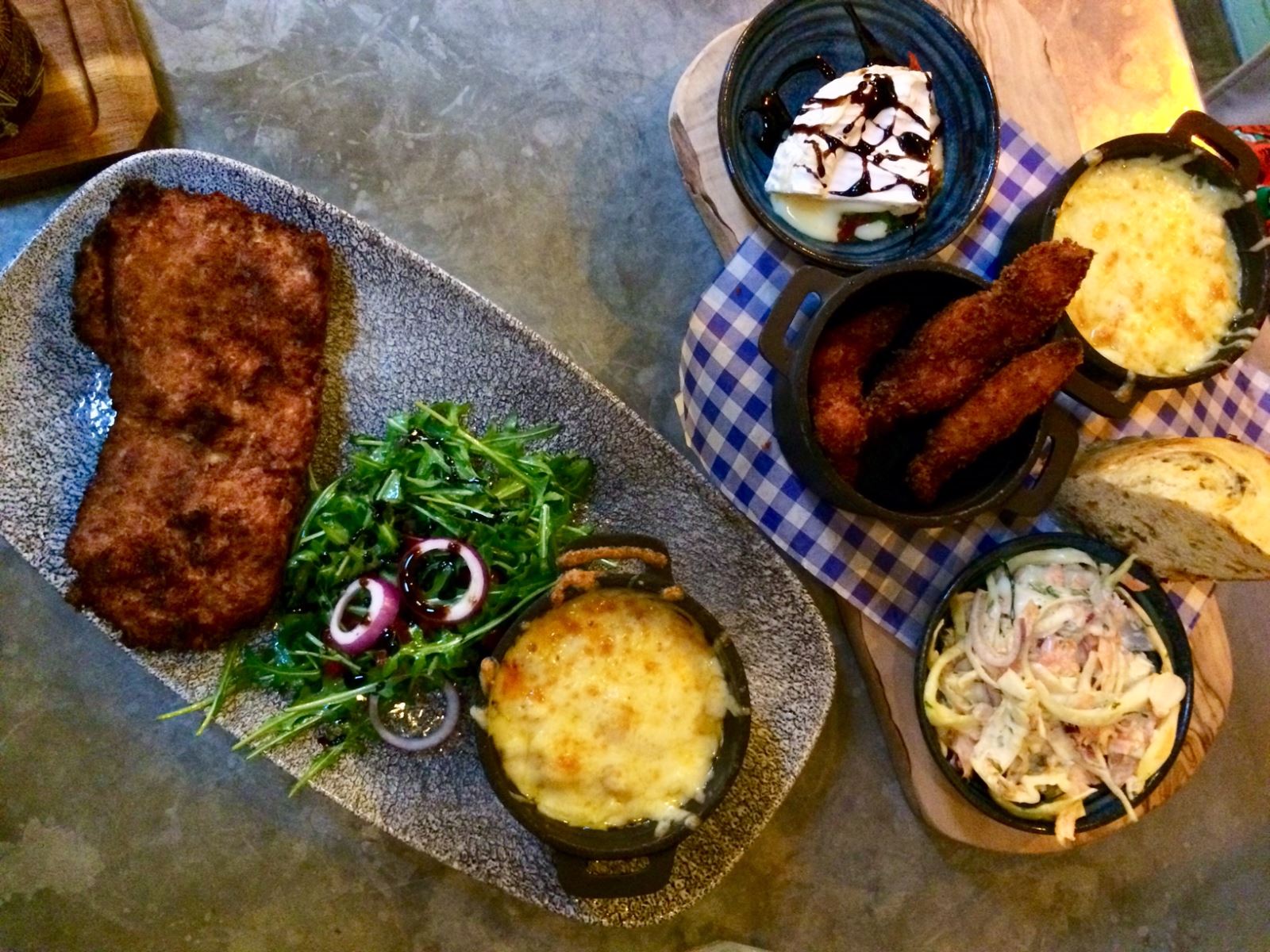 Pork schnitzel and a Botanist deli board